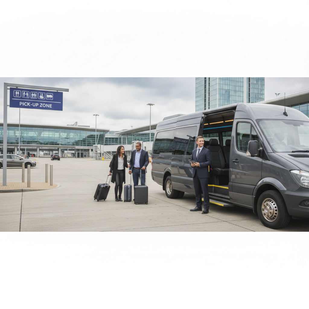 Meet & Greet at Luton — executive minibus meeting a group at Luton Airport