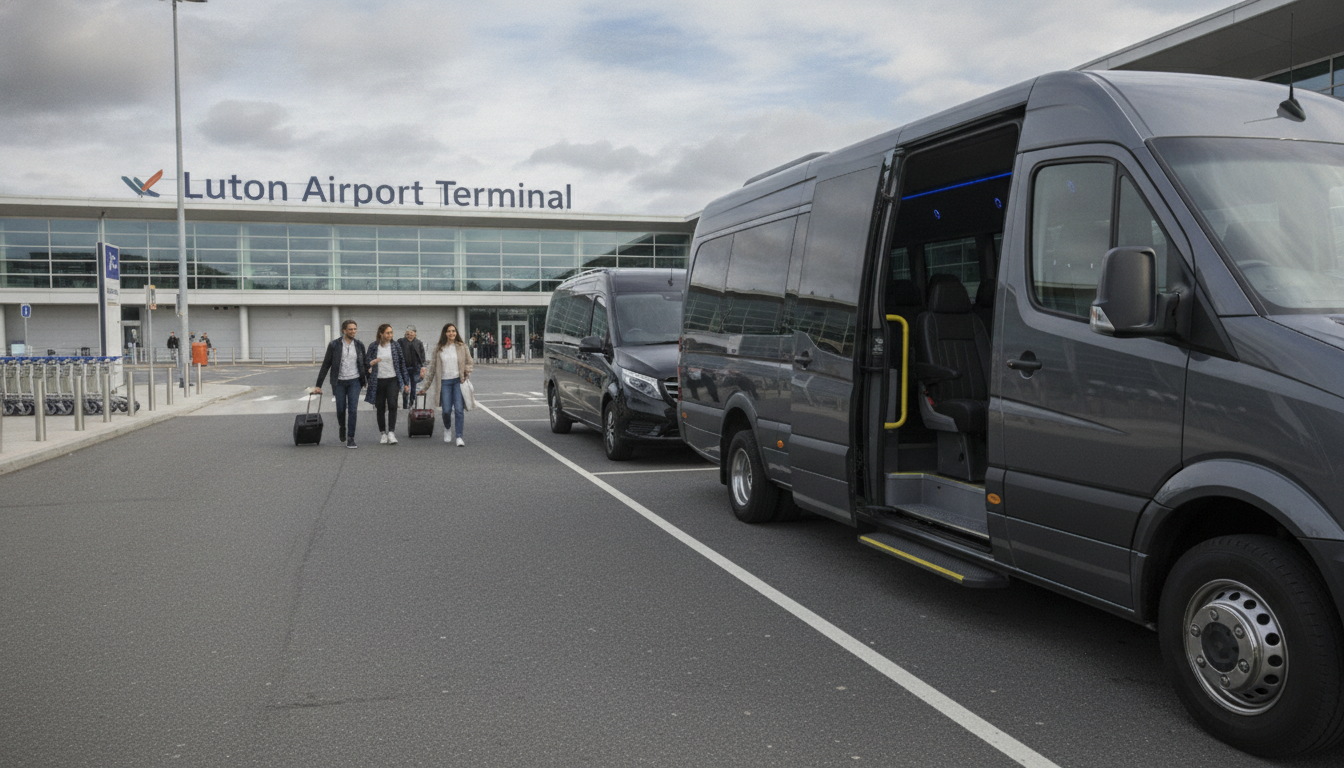 Making Half-Term Travel to Luton Airport a Breeze — executive minibus meeting a group at Luton Airport