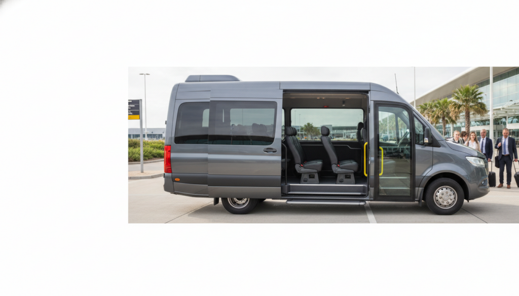 Seamless Corporate Travel to Luton: A Guide for Group Organisers — executive minibus meeting a group at Luton Airport