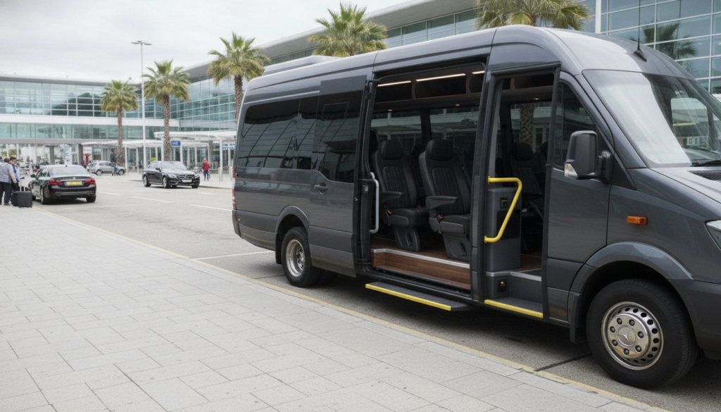 Efficient Small Group Transfers for Your Next Business Trip from Luton — executive minibus meeting a group at Luton Airport